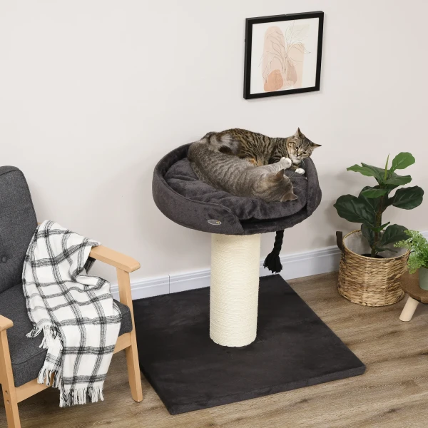 Krabpaal klein 80 cm met wasbare kussens kattenbed sisalpaal stabiel in grijs voor kattenliefhebbers 2