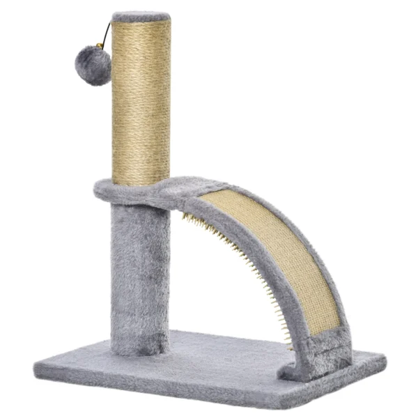 Krabpaal klein met massage en krabplank, grijze krabpaal voor kattenliefhebbers, stabiel en ruimtebesparend 1