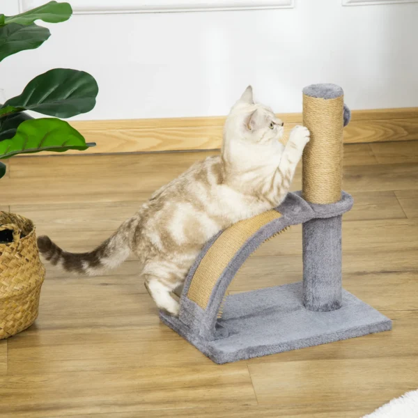 Krabpaal klein met massage en krabplank, grijze krabpaal voor kattenliefhebbers, stabiel en ruimtebesparend 2