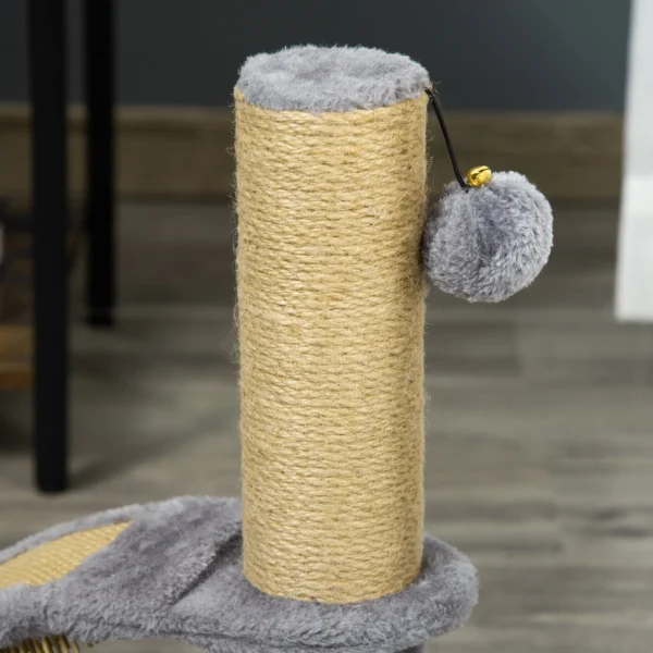 Krabpaal klein met massage en krabplank, grijze krabpaal voor kattenliefhebbers, stabiel en ruimtebesparend 9