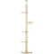 Krabpaal, plafondhoge kattenkrabpaal, 230 250 cm, klimboom met hangmat, verstelbare hoogte kattenboom, speelboom met kantelbeveiliging, pluche, eiken+cremewit 1