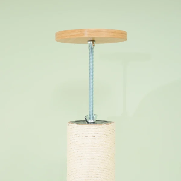 Krabpaal, plafondhoge kattenkrabpaal, 230 250 cm, klimboom met hangmat, verstelbare hoogte kattenboom, speelboom met kantelbeveiliging, pluche, eiken+cremewit 9