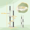 Krabpaal plafondhoog, kattenboom, 225 255 cm kattenkrabpaal met hangmatten, krabstammen, mand, speelbal, kattenmeubels met kiepbeveiliging, wit 4