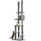 Krabpaal plafondhoog, kattenboom, 225 255 cm kattenkrabpaal met kattenhol, krabstammen, mand, speelbal, kattenmeubels met kantelbeveiliging, grijs 1
