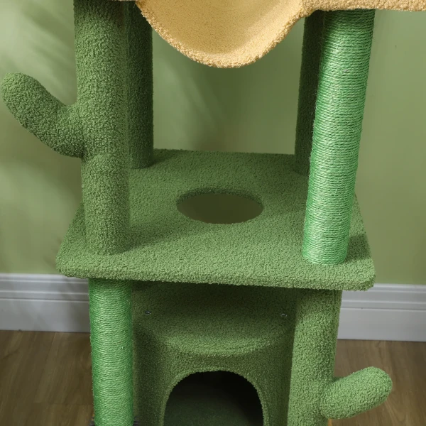 Krabpaal plafondhoog, kattenboom, 225 255 cm kattenkrabpaal met kattenhol, krabstammen, mand, speelbal, kattenmeubels met kiepbeveiliging, groen 10