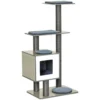 Krabpaal van hout met platforms en kattenbox, speelbal, grijs, 71,5 x 49,5 x 120 cm, ideaal voor katten 1