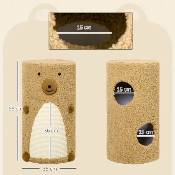Krabton beerontwerp 2 niveaus 2 grotten met sisal kraboppervlak Φ35 x 66 cm lichtbruin voor kattenmeubels & speelplezier 4