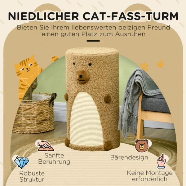 Krabton beerontwerp 2 niveaus 2 grotten met sisal kraboppervlak Φ35 x 66 cm lichtbruin voor kattenmeubels & speelplezier 5