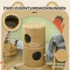 Krabton beerontwerp 2 niveaus 2 grotten met sisal kraboppervlak Φ35 x 66 cm lichtbruin voor kattenmeubels & speelplezier 6