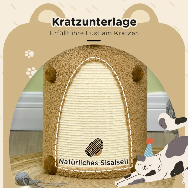 Krabton beerontwerp 2 niveaus 2 grotten met sisal kraboppervlak Φ35 x 66 cm lichtbruin voor kattenmeubels & speelplezier 7