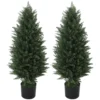 Kunstmatige cypress 2 delige set groot 90 cm kunstplant, kunstmatige planten in pot, uv bestendige kunstboom net als echt decoratie voor woonkamer slaapkamer buiten 1