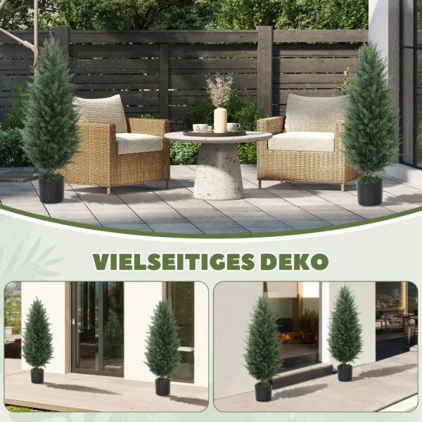 Kunstmatige cypress 2 delige set groot 90 cm kunstplant, kunstmatige planten in pot, uv bestendige kunstboom net als echt decoratie voor woonkamer slaapkamer buiten 7