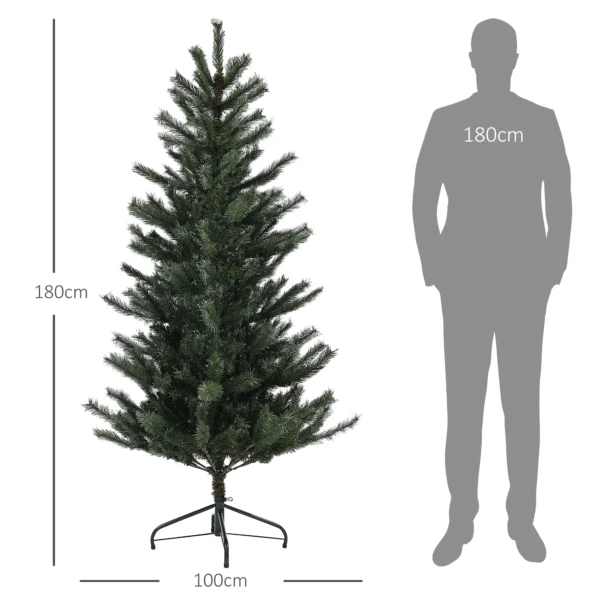 Kunstmatige kerstboom 180 cm met 467 toppen, brandvertragend, inklapbaar, stalen standaard voor feestelijke kerstdecoratie groen 4