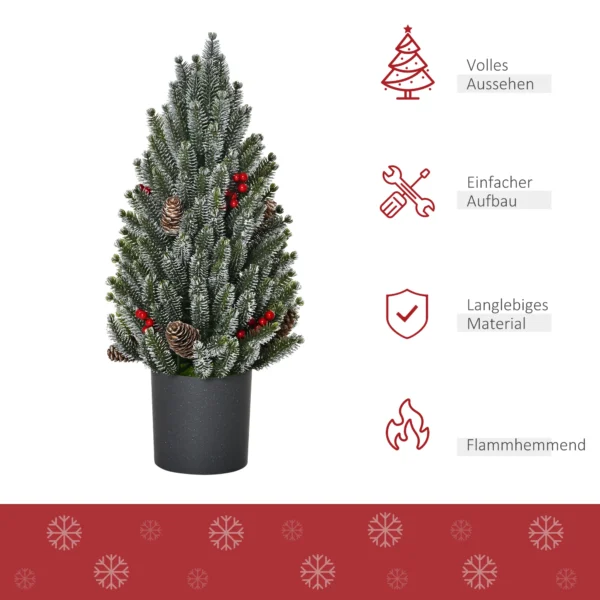 Kunstmatige kerstboom tafel kerstboom 170 takken sneeuwbedekt ontwerp met kunststof voet bessen dennenappels pe pvc Ø27 x 47 cm 5