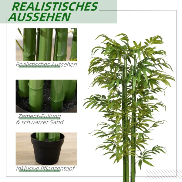 Kunstmatige plant 180 cm kunstbamboeboom met bloempot, decoratieve kunstboom in groen voor binnenruimtes 5