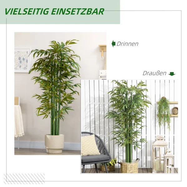 Kunstmatige plant 180 cm kunstbamboeboom met bloempot, decoratieve kunstboom in groen voor binnenruimtes 6