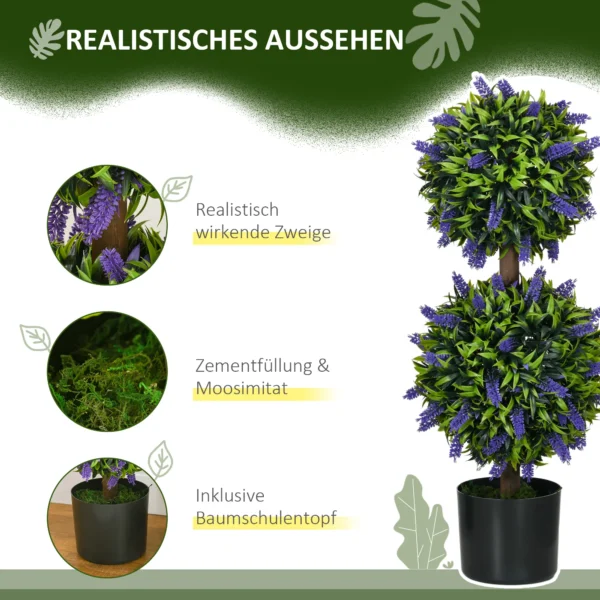 Kunstmatige planten 2 delig lavendel 70 cm uv bestendige kunstplant in bloempot voor woonkamer & tuin 6