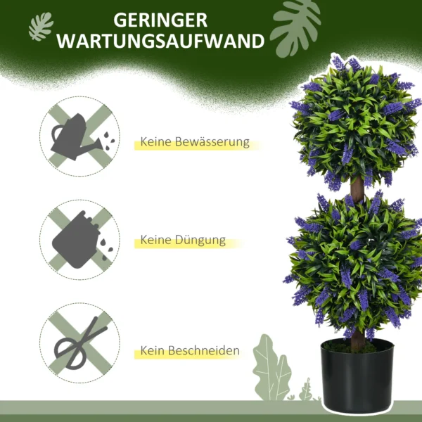 Kunstmatige planten 2 delig lavendel 70 cm uv bestendige kunstplant in bloempot voor woonkamer & tuin 7