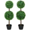 Kunstmatige planten, set van 2 buxus, 90 cm kunstplant met dubbele bol, uv bestendige kamerplant, kunstboom, plant decoratie voor binnen, buiten, groen 1