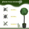 Kunstmatige planten, set van 2 uv bestendige kamerplanten, 60 cm buxus, kunstplant met bloempot, kunstboom, peva, groen 7