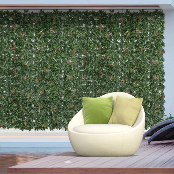 Kunstmatige plantenwand 12 stuks 50 x 50 cm privacy rhododendronbladeren ontwerp haagplant voor tuin buiten groen rood 2