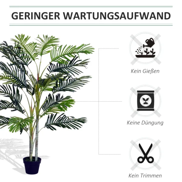 Kunstpalm 150cm grote kunstplant met 19 palmbladeren en plantenpot, decoratief voor binnen & buiten 7
