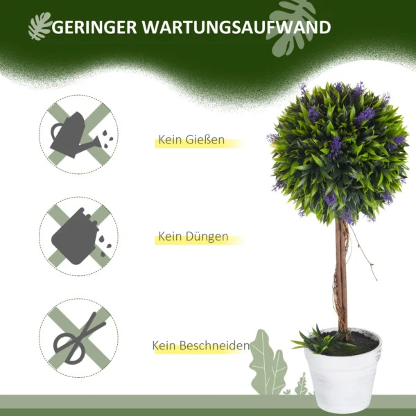 Kunstplant lavendel 2 delige set kunstmatige planten, 60 cm kamerplant in pot, kunstboom met kunstmos voor binnen, buiten 7