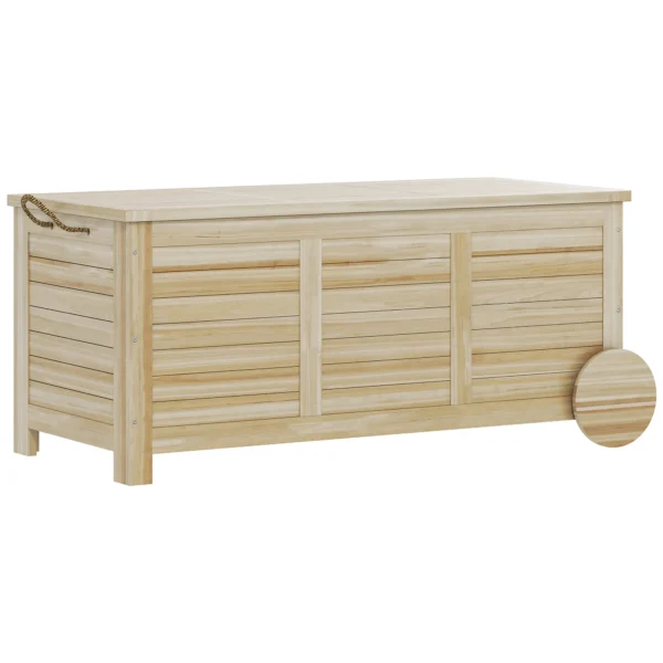 Kussenbox 185 l opslagruimte waterdicht tuinbox met wielen hout weerbestendig uv bestendig kussenbox opbergbox tuinkist voor buiten tuin balkon natuurhout 1