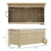 Kussenbox 185 l opslagruimte waterdicht tuinbox met wielen hout weerbestendig uv bestendig kussenbox opbergbox tuinkist voor buiten tuin balkon natuurhout 4