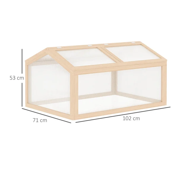 Kweekkas broeikas 102x71x53cm met weerbestendige hout polycarbonaat dekking voor tuin & plantenverzorging 4