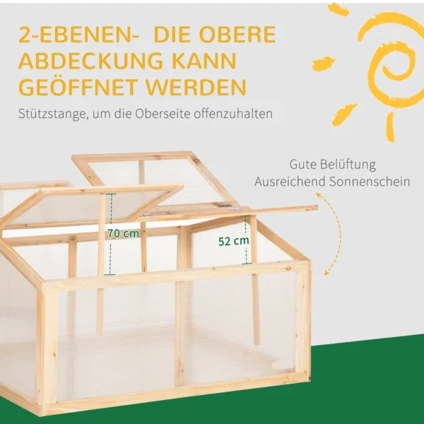 Kweekkas broeikas 102x71x53cm met weerbestendige hout polycarbonaat dekking voor tuin & plantenverzorging 6