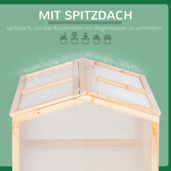 Kweekkas broeikas 102x71x53cm met weerbestendige hout polycarbonaat dekking voor tuin & plantenverzorging 7