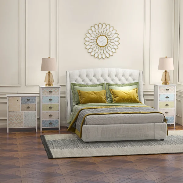 Ladekast opslagkast 2 lades 3 vakken kiepbeveiliging woonkamer slaapkamer wit 68x34x80cm 10