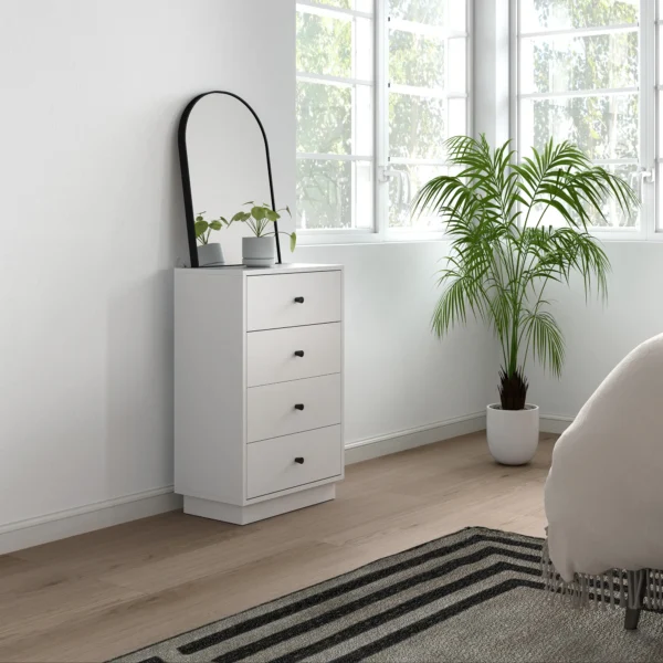 Ladekast sideboard met 4 lades kast van houtmateriaal opbergkast in moderne stijl ladekast kast voor woonkamer slaapkamer gang 47 x 29 x 75 cm wit 10