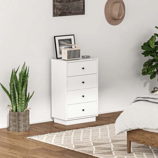 Ladekast sideboard met 4 lades kast van houtmateriaal opbergkast in moderne stijl ladekast kast voor woonkamer slaapkamer gang 47 x 29 x 75 cm wit 2