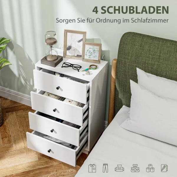 Ladekast sideboard met 4 lades kast van houtmateriaal opbergkast in moderne stijl ladekast kast voor woonkamer slaapkamer gang 47 x 29 x 75 cm wit 5