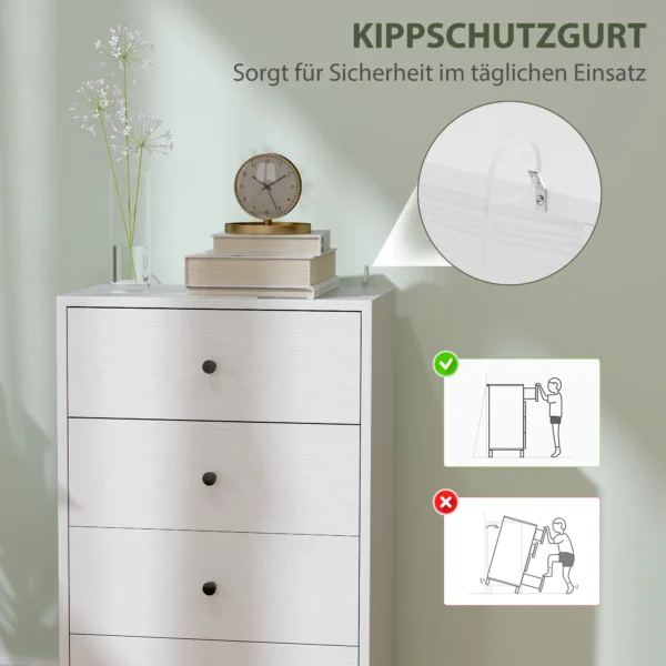 Ladekast sideboard met 4 lades kast van houtmateriaal opbergkast in moderne stijl ladekast kast voor woonkamer slaapkamer gang 47 x 29 x 75 cm wit 6