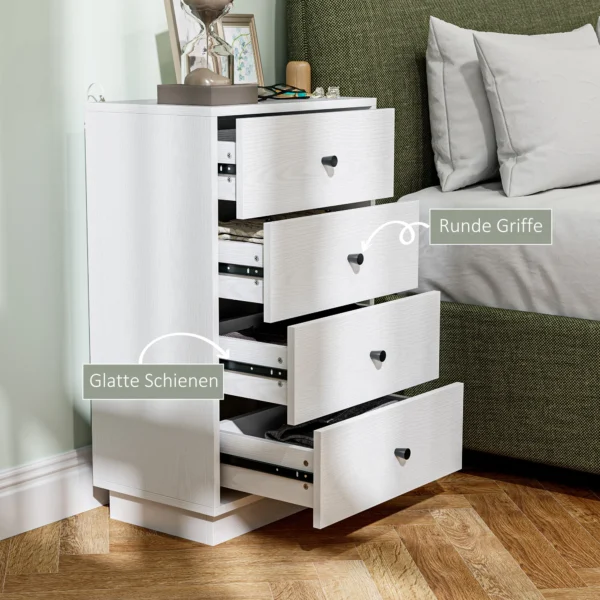 Ladekast sideboard met 4 lades kast van houtmateriaal opbergkast in moderne stijl ladekast kast voor woonkamer slaapkamer gang 47 x 29 x 75 cm wit 7
