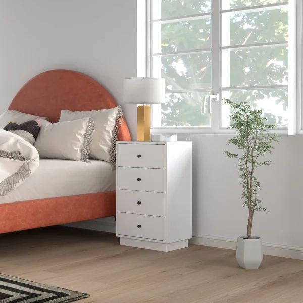 Ladekast sideboard met 4 lades kast van houtmateriaal opbergkast in moderne stijl ladekast kast voor woonkamer slaapkamer gang 47 x 29 x 75 cm wit 8