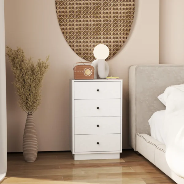 Ladekast sideboard met 4 lades kast van houtmateriaal opbergkast in moderne stijl ladekast kast voor woonkamer slaapkamer gang 47 x 29 x 75 cm wit 9
