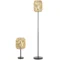 Lampenset 2 delig staande & tafellamp e27 fitting linnen lampenkap voor woonkamer en slaapkamer in natuur 1