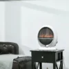 Led elektrische haard mini tafelhaard 1500w met vlam effect, stabiel, abs kunststof, wit, compacte grootte 30,5 x 18 x 35 cm 2