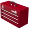 Lege gereedschapskoffer 51x22x32cm met 3 lades en bovenste opbergvak, handvat en slot, robuuste gereedschapskist van staal in rood 1