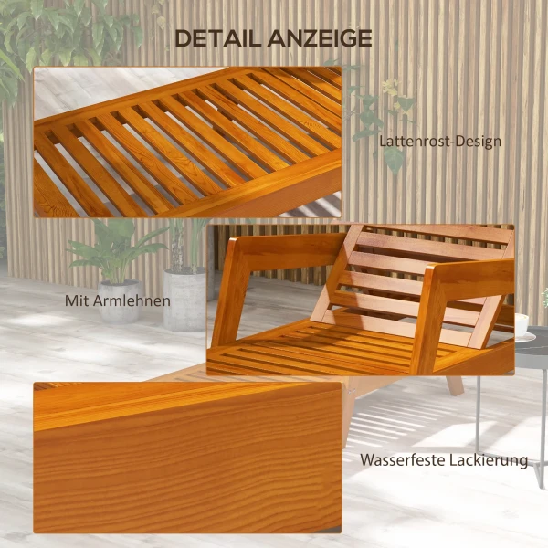 Ligstoel, belastbaar tot 120 kg, tuinligstoel, ligstoel, weerbestendige relaxstoel voor balkon, terras, hout, 66 x 190 x 73,5 cm 7