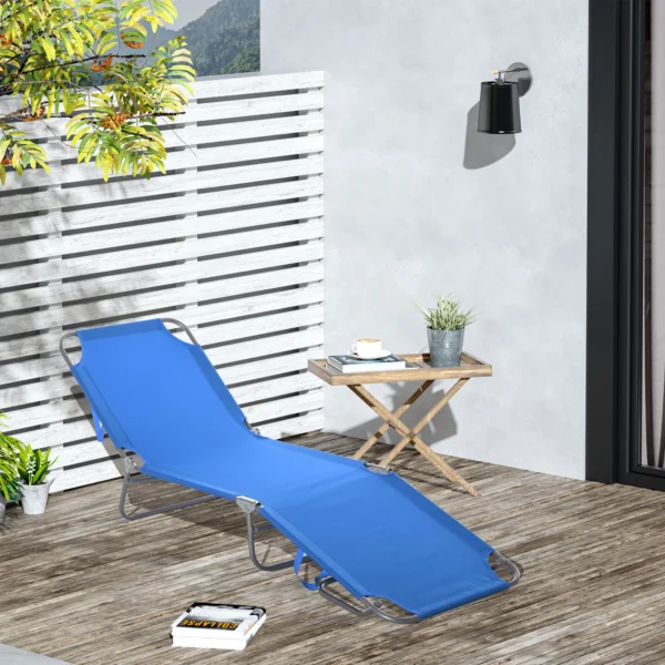Ligstoel campingbed opvouwbare ligstoel met verstelbare rugleuning tot 120 kg belastbaar voor balkon terras oxford blauw 2