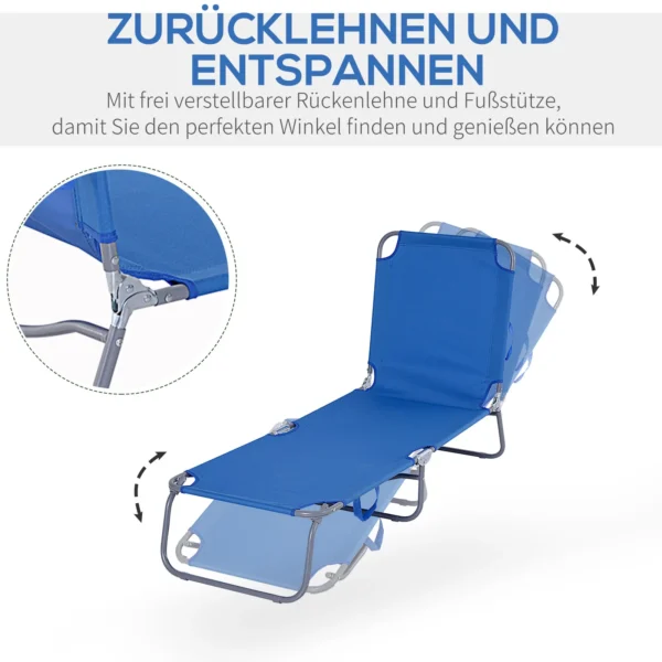 Ligstoel campingbed opvouwbare ligstoel met verstelbare rugleuning tot 120 kg belastbaar voor balkon terras oxford blauw 5