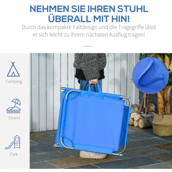 Ligstoel campingbed opvouwbare ligstoel met verstelbare rugleuning tot 120 kg belastbaar voor balkon terras oxford blauw 7