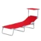 Ligstoel tuinligstoel inklapbaar met zonnescherm, wellnessligstoel strandligstoel in rood 187 x 58 x 36 cm voor ontspannen uren in de buitenlucht 1