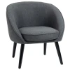 Loungestoel cocktailsstoel gestoffeerde stoel bureaustoel woonkamerstoel eetkamermodern met linnen look hout grijs 71 x 65 x 75 cm 1