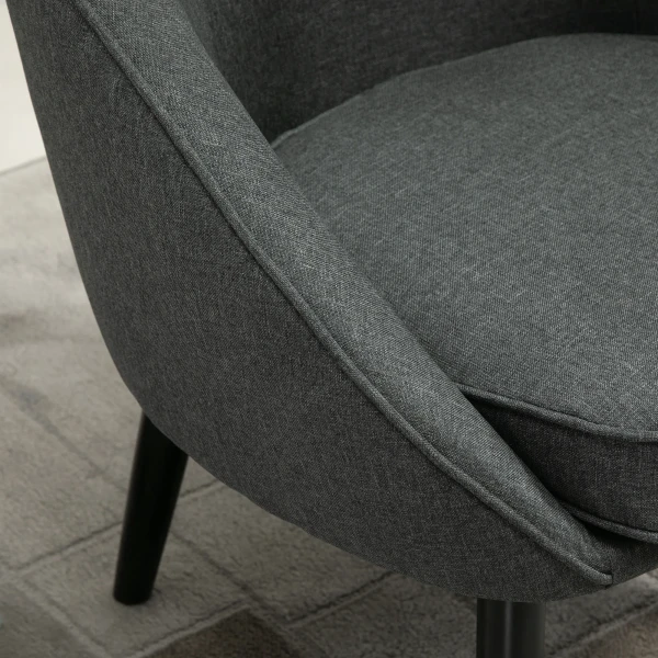 Loungestoel cocktailsstoel gestoffeerde stoel bureaustoel woonkamerstoel eetkamermodern met linnen look hout grijs 71 x 65 x 75 cm 9